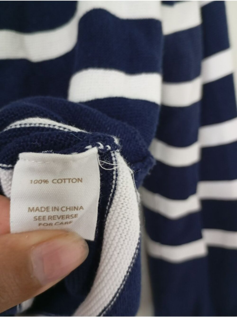 Striped Navy & White Cotton Long Sleeve Sweater - Size S - BRIT.NY - Picture 5 of 7